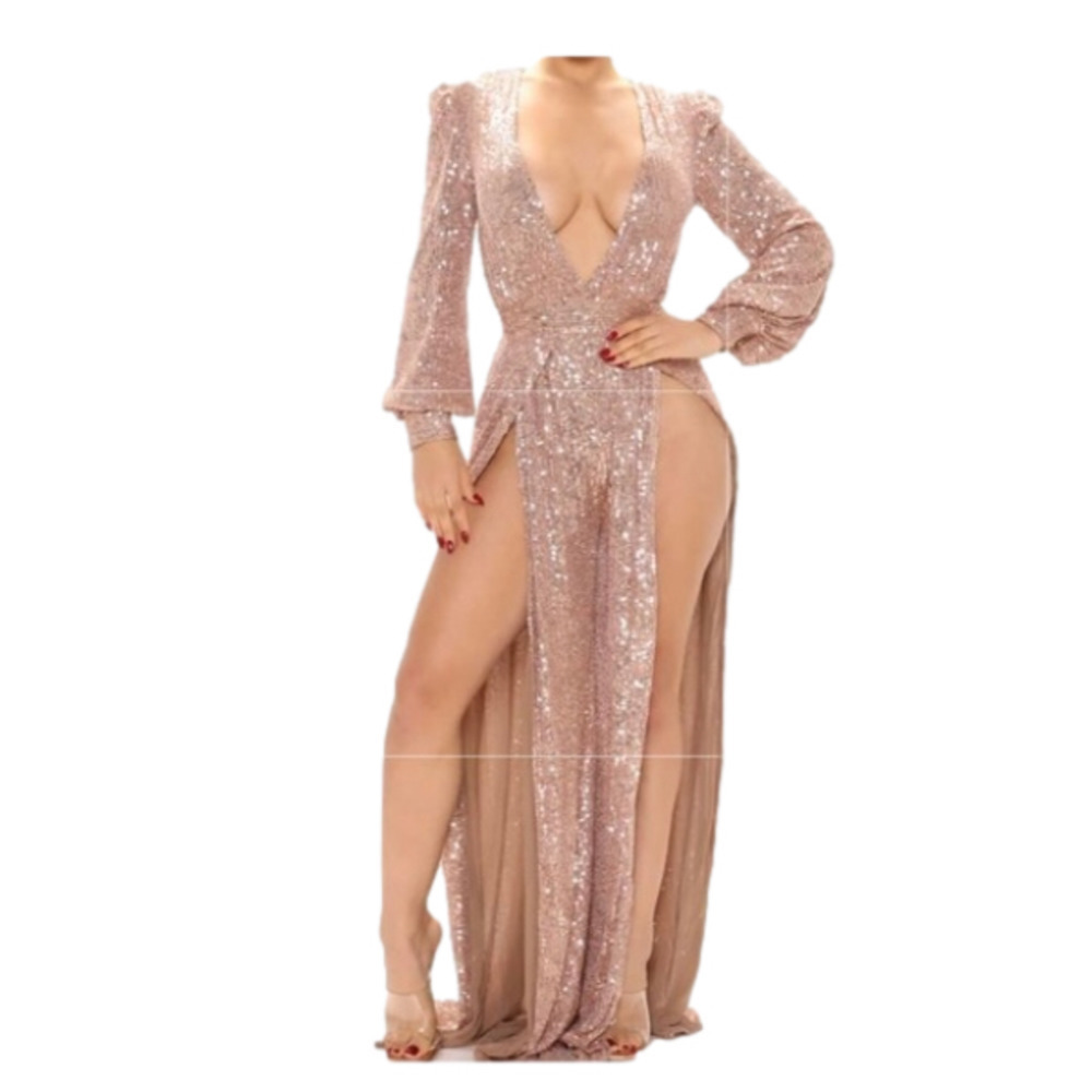 Copy - Long sleeves jumpsuit fully lined . V neck high quality! Weddings ,promo…
